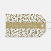 ハッピー70番目の誕生日番号パターン金ゴールド/白 ギフトタグ (正面(横))