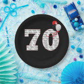 ハッピー70誕生日オンブラック ペーパープレート (パーティー)