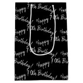 ハッピー70誕生日オンブラック ミディアムペーパーバッグ (裏面)