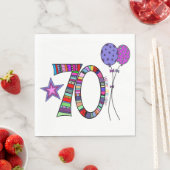 ハッピー70誕生日カラフルスターバルーン スタンダードランチョンナプキン (インサイチュ)