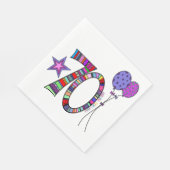 ハッピー70誕生日カラフルスターバルーン スタンダードランチョンナプキン (角)