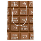 ハッピー70誕生日チョコレートキャンディバー ミディアムペーパーバッグ (正面)