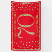 ハッピー70誕生日バナーレッド&金ゴールドグリッター 横断幕 (縦)