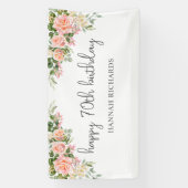 ハッピー70誕生日ピンクピーチフローラ 横断幕 (縦)