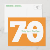 ハッピー70誕生日マイルストーンポストカード – オレンジ ポストカード (正面/裏面)