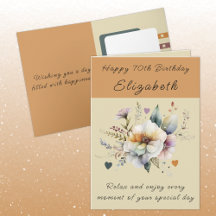 ハッピー70誕生日名前フローラオレンジ