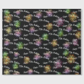 ハッピー70誕生日花火（ブラック） ラッピングペーパー (フラット)