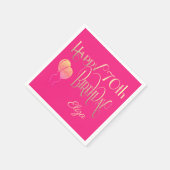 ハッピー70誕生日装飾台本金ゴールドピンク スタンダードカクテルナプキン (角)