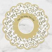 ハッピー70誕生日金ゴールドとホワイトナンバーテーマ ワイングラスタグ (裏面)