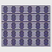 ハッピー70誕生日金ゴールドグリッターとネイビーブルー ラッピングペーパー (フラット)