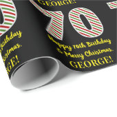 ハッピー70誕生日&メリークリスマス、名前をカスタムする ラッピングペーパー (ロールコーナー)