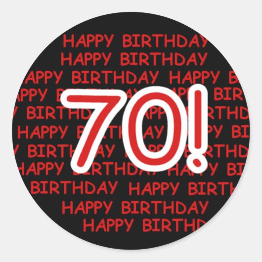 ハッピー70誕生日 ラウンドシール (正面)