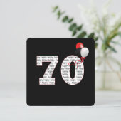 ハッピー70th誕生日オンブラック招待状 招待状 (スタンド正面)