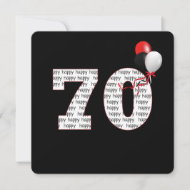 ハッピー70th誕生日オンブラック招待状 招待状