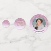 ハッピー70th誕生日シックバラ金ゴールドグリッター コンフェッティ (正面)