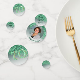 ハッピー70th誕生日シック落ちるグリーングリッター コンフェッティ