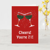 ハッピー71番誕生日おもしろいワイン カード (黄色い花)