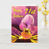 ハッピー71誕生日フラワーパンジー カード (黄色い花)