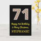 ハッピー71誕生日&メリークリスマス、名前をカスタムする カード (黄色い花)