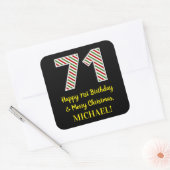 ハッピー71誕生日&メリークリスマス、名前をカスタムする スクエアシール (封筒)
