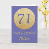 ハッピー71st誕生日エブリ&金ゴールドグリッター カード (黄色い花)