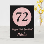 ハッピー72誕生日ブラックアンドバラピンク金ゴールド カード (黄色い花)