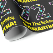 ハッピー72誕生日、おもしろいカラフルスターパターン72 ラッピングペーパー (ロールコーナー)