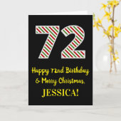 ハッピー72誕生日&メリークリスマス名前をカスタムする カード (黄色い花)