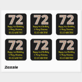 ハッピー72誕生日&メリークリスマス、名前をカスタムする スクエアシール (シート)