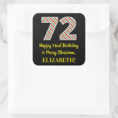 ハッピー72誕生日&メリークリスマス、名前をカスタムする スクエアシール (バッグ)