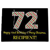 ハッピー72誕生日&メリークリスマス、名前をカスタムする ラージペーパーバッグ (正面)