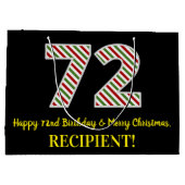 ハッピー72誕生日&メリークリスマス、名前をカスタムする ラージペーパーバッグ (裏面)