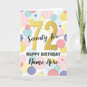 ハッピー72nd誕生日パステルレインボー金ゴールドウーマン カード (正面)