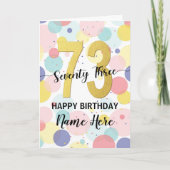 ハッピー73rd誕生日パステルレインボー金ゴールドウーマン カード (正面)