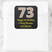 ハッピー73rd誕生日&メリークリスマス、名前をカスタムする スクエアシール (バッグ)