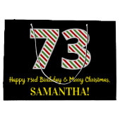 ハッピー73rd誕生日&メリークリスマス、名前をカスタムする ラージペーパーバッグ (裏面)