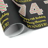 ハッピー74誕生日&メリークリスマス、名前をカスタムする ラッピングペーパー (ロールコーナー)