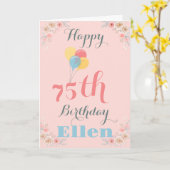 ハッピー75番目の誕生日フローラ誕生日カード カード (黄色い花)