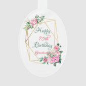 ハッピー75誕生日おばあちゃん金ゴールド幾何学模様 オーナメント (正面)