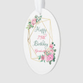 ハッピー75誕生日おばあちゃん金ゴールド幾何学模様 オーナメント (正面)