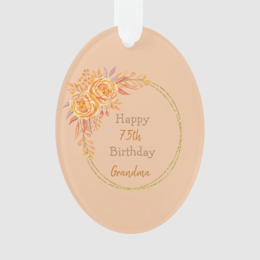 ハッピー75誕生日おばあちゃん金ゴールド幾何学模様 オーナメント (正面)