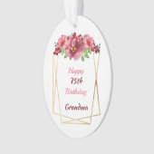 ハッピー75誕生日おばあちゃん金ゴールド幾何学模様 オーナメント (正面)