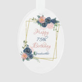 ハッピー75誕生日おばあちゃん金ゴールド幾何学模様 オーナメント (正面)