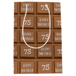 ハッピー75誕生日チョコレートキャンディバー ミディアムペーパーバッグ