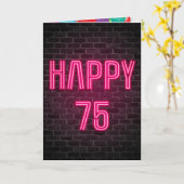ハッピー75誕生日ネオンサインオンブリック カード (黄色い花)