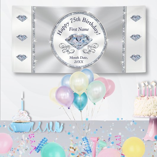 ハッピー75誕生日バナーパーソナライズされた、 横断幕
