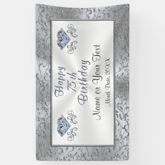 ハッピー75誕生日バナーパーソナライズされた、 横断幕 (縦)