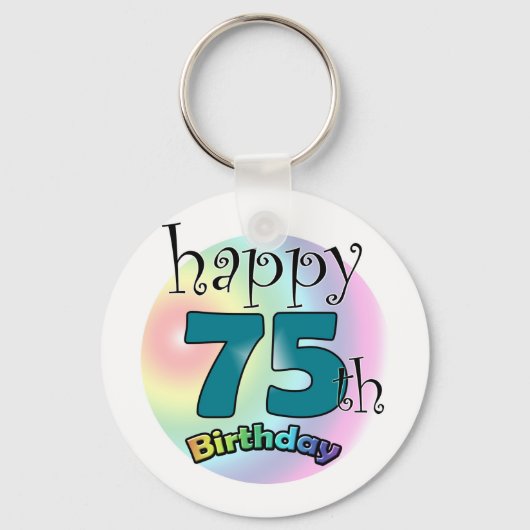 ハッピー75誕生日(ブルーウ) キーホルダー (正面)