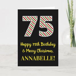ハッピー75誕生日&メリークリスマス、名前をカスタムする カード