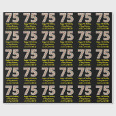 ハッピー75誕生日&メリークリスマス、名前をカスタムする ラッピングペーパー (フラット)